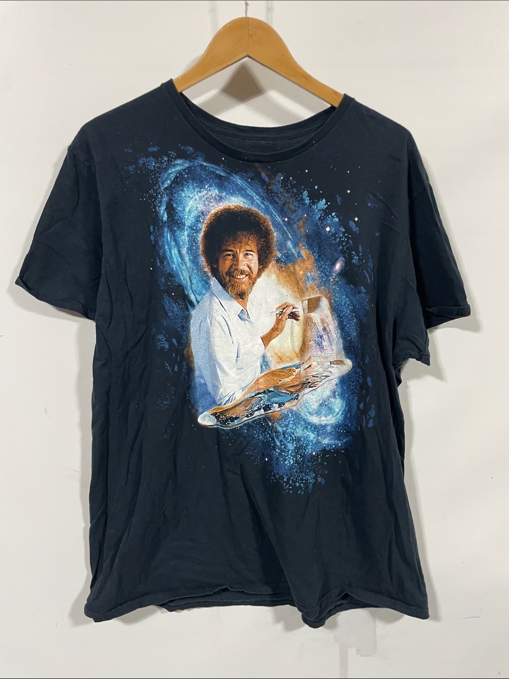 Bob Ross Graphic Black Men’s T‑Shirt with Artist Portrait